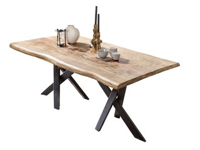 TABLES&CO Tisch 200x100 Mangoholz Natur Metall Schwarz