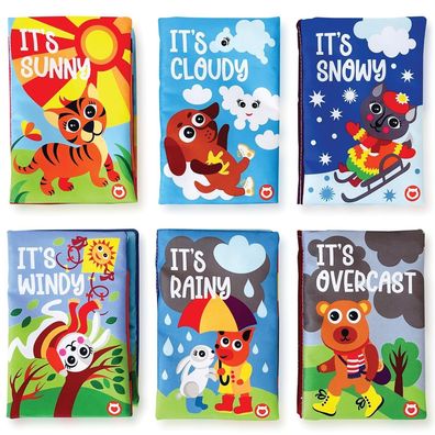 BabyBibi Stoffbücher für Babys zum Thema Wetter Weiche Babybücher mit Charakteren