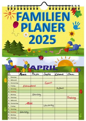 Familienplaner 2025 mit 5 Spalten Familienkalender A4 Terminplaner Wandkalender