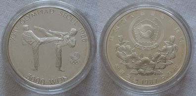 5000 Won Silber Münze Südkorea 1987 Olympiade Seoul 1988 (167058)