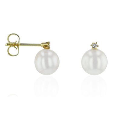 Luna-Pearls - 312.1504 - Ohrstecker - Süßwasser-Zuchtperle 7.5-8mm - 585 Gelbgold