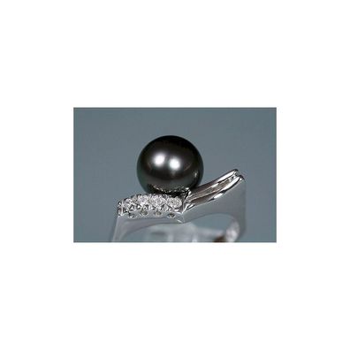 Luna-Pearls - TR0024 - Ring - 585 Weißgold - Tahitiperle 8-9mm - Diamanten 0.08ct.