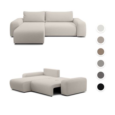 FEDVE Ecksofa Bornim L Form Sofa mit Schlaffunktion Bettkästen Couch Sofagarnitur