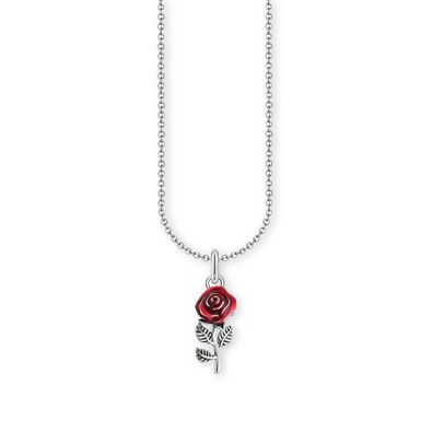 Thomas Sabo Schmuck Damen-Halskette mit rotem Rosen-Anhänger Silber KE2219-664-10-L4