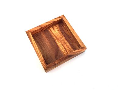 Ablage quadratisch 12 cm Holz Tablett handgefertigt aus Olivenholz
