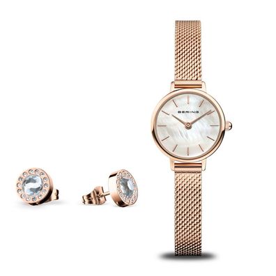 Bering - 11022-364-GWP - Set Armbanduhr und Ohrstecker - Damen - Quarz - Classic