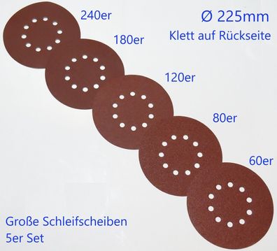 225mm Schleifscheiben Set mit rückseitigen Klett, 5tlg