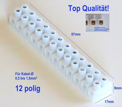 Adergeflecht Schutz Lüsterklemme 0,5 bis 1,5 mm² , 12 polig