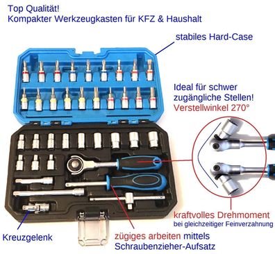 Profi Ratschen Set CrV mit Schwenk Ratsche! Stabiles Hardcase