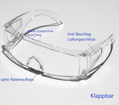 Arbeit Schutzbrille mit Anti Beschlag Lüftungsschlitzen in den Seitenteilen