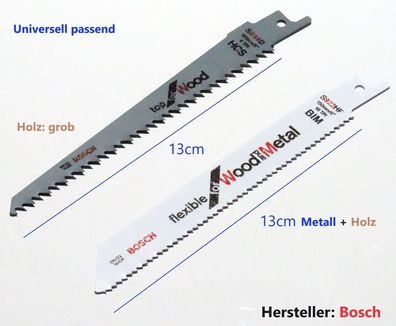 Bosch 2er Set Säbelsägeblatt Bimetall für Metall & Holz + HCS für Holz grob verz.