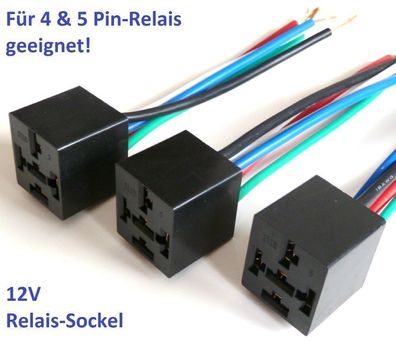 12V Kfz Relais Standard Sockel Aufnahme 4 und 5 Pin