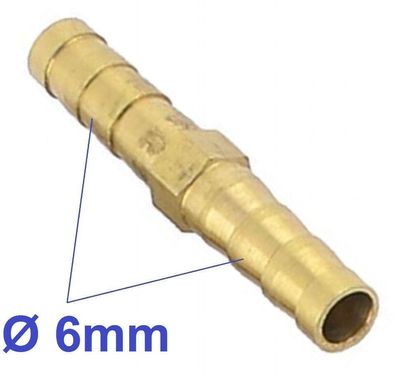 6mm Verbinder Messing gerade Wasser Druckluft Schlauch Stutzen Schlaucht