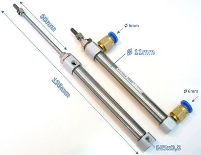 Druckluft Zylinder 195mm Gesamtlänge mit Positionsgeber