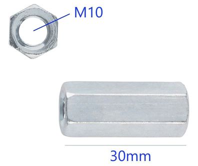 M10 Muffe Gewinde Adapter metrisch, Länge 30mm