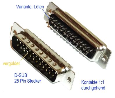 25Pin D-Sub Stecker Löt Variante Dsub subd sub-d