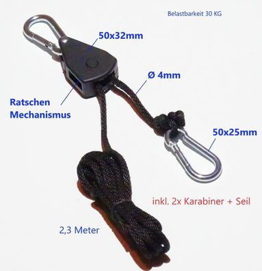 1x Seilratsche Ratschenzug Mechanismus Hebehilfe automatische Höhenfixierung