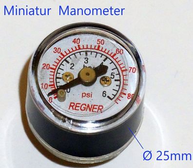 1/8" Manometer 0 bis 6 bar für Druckluft Regner Qualitätsprodukt