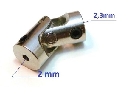 2mm auf 2,3mm Winkelgetriebe Winkel Kardan Gelenk Wellen Kupplung