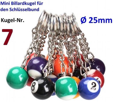 Nr.7 Mini Billiard Kugel Schlüsselanhänger