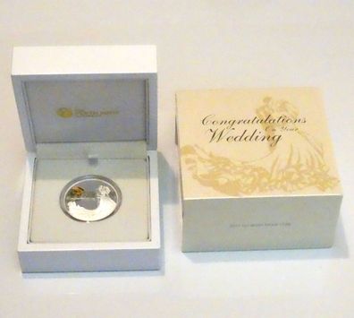 Hochzeitsgeschenk Congratulation Wedding in edler Box 1oz Silber Münze 99,9%