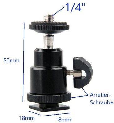 1/4“ Adapter für Digital Kamera Halter mit 18x18mm Aufnahme