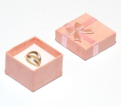 rose Ringschachtel mit Schlaufe 40x40x25mm Ring Schachtel Schatulle Etui Box