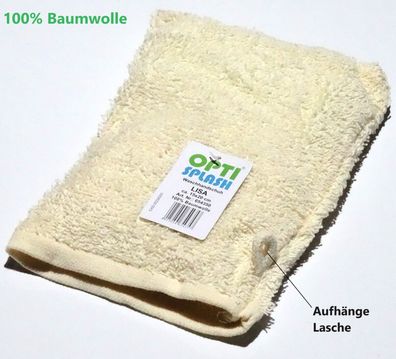 100% Baumwolle Waschhandschuh Waschlappen 15x20cm , creme beige (Gr. 15 cm x 20 cm)
