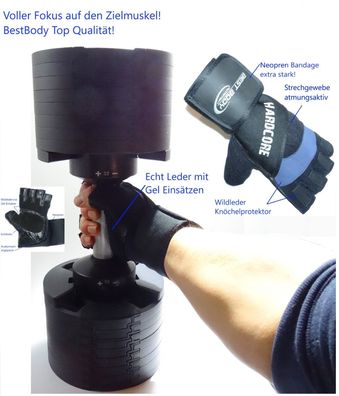 Hantel Training Handschuhe mit Handgelenk Bandage BestBody Qualität!