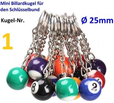 Nr.1 Mini Billiard Kugel Schlüsselanhänger