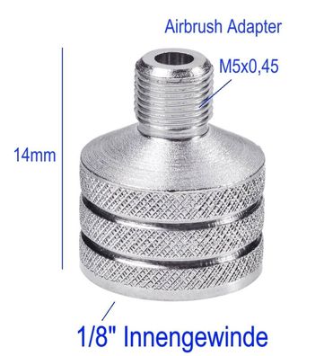 Airbrush Adapter Slim Line 1/8" auf M5 x 0,45 Top Qualität!