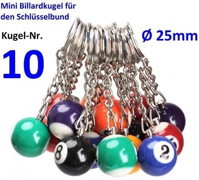 Nr.10 Mini Billiard Kugel Schlüsselanhänger