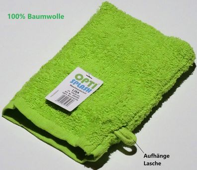 100% Baumwolle Waschhandschuh Waschlappen 15x20cm , hellgrün (Gr. 15 cm x 20 cm)