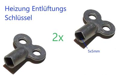 2 Stück 5mm Vierkantschlüssel Heizung Entlüftung Schlüssel Schmetterling Griff