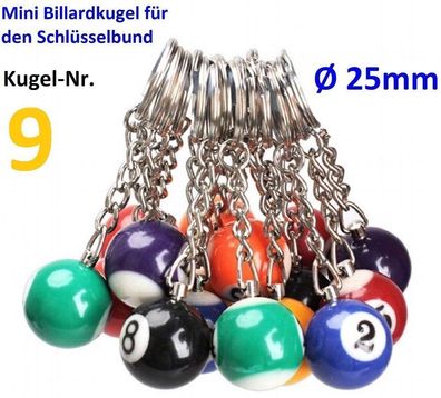 Nr.9 Mini Billiard Kugel Schlüsselanhänger