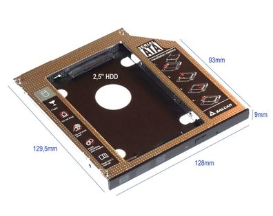 2,5" SSD HDD Festplatte 9mm Aufnahme für DVD Fach Schacht zB Fujitsu Esprimo etc