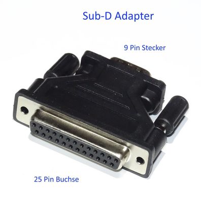 Sub D Adapter 25 pin Buchse auf 9 pin Stecker
