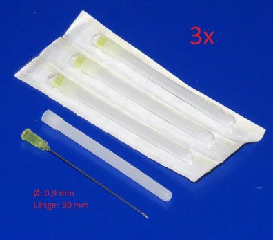 3 Stück Ø 0,9 x 70mm Nadel Spritze für technische Dosier Spritze 20ml