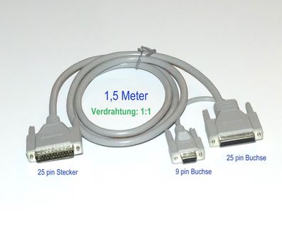 Sub-d 25pin Stecker auf 25pin Buchse & 9pin Buchse Adapter D-Sup