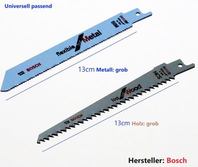 Bosch 2er Set Säbelsägeblatt Bimetall für Metall grob + HCS für Holz grob