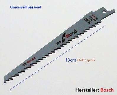Bosch HCS Säbelsägeblatt für Holz grob verzahnt 13cm, für Säbelsäge