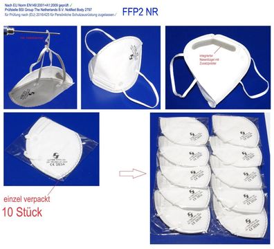 10x Maske PSA Staubschutz Kl.2 NR zugelassen durch autorisierte Prüfstelle