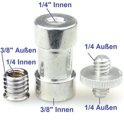 1/4" 3/8" Stativ Gewinde Adapter Set 3-tlg.