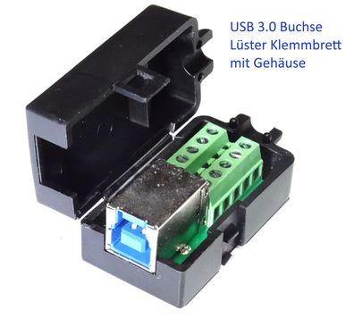 USB 3.0 B Buchse Gehäuse Einheit mit Lüster Klemm Leiste Signal Abgreifen