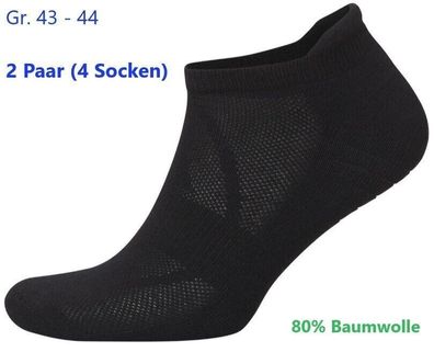 2 Paar Sneaker Funktion Socken mit 80% Baumwolle Größe 43 bis 44 , schwarz