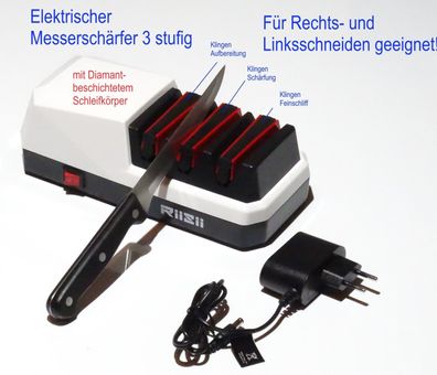 elektrischer Messerschärfer Messer Schärfer 3-stufig + links & rechts Schneide