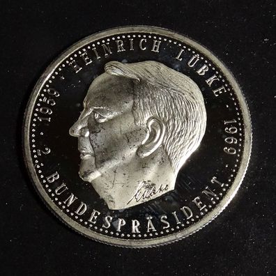 Die Präsidenten der BRD Heinrich Lübke 1969 Silber Münze 99,9%