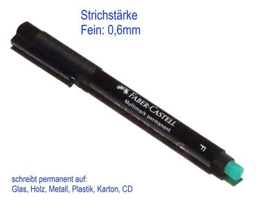 0,6mm Faber Castell Permanent Marker F z.B CD Glas Metall Stift Anriss Untergr.