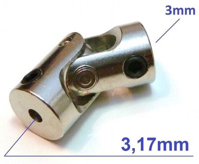 3,17mm auf 3mm Winkelgetriebe Winkel Kardan Gelenk Wellen Kupplung