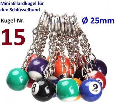 Nr.15 Mini Billiard Kugel Schlüsselanhänger